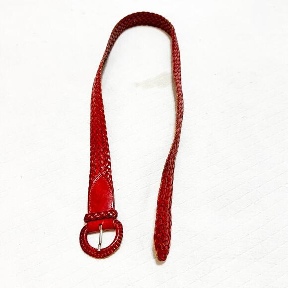 Hunters & Gatherers Real Leather Braided Woven Red Belt Size 28 England - Picture 4 of 5